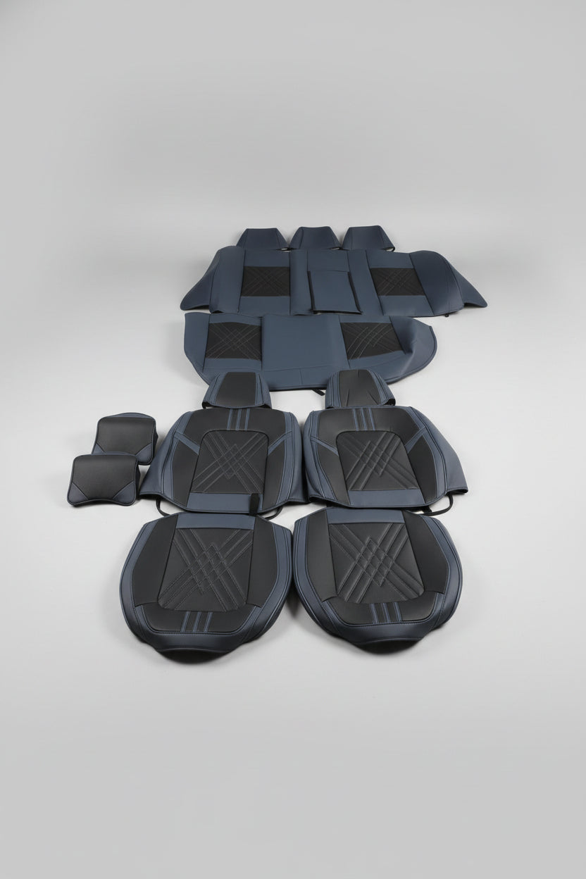 Custom fit Navy Blue ft Black car seat covers