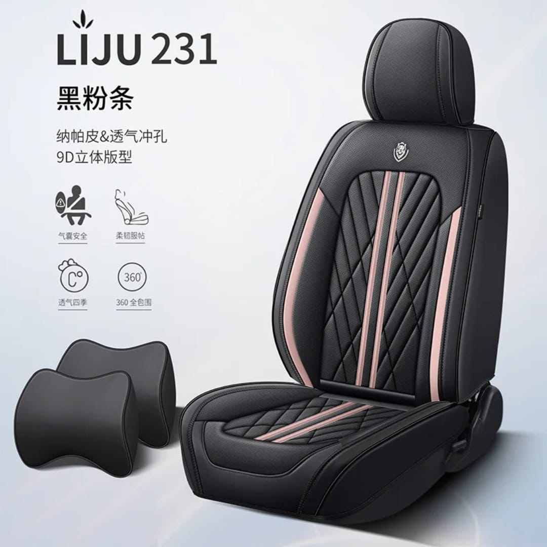 Black ft pink strips premium 5 seater set