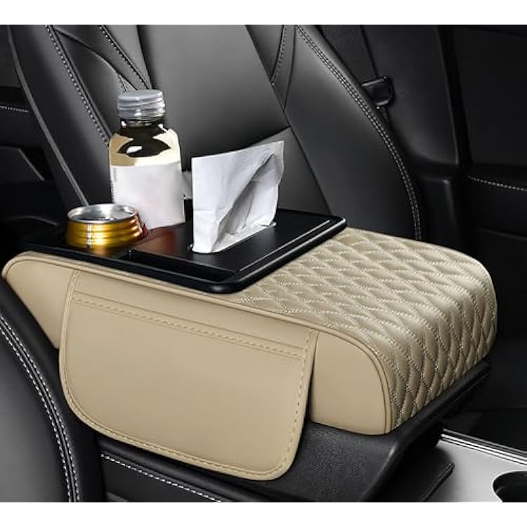 5-in-1 Car Center Console Cover, Multifunctional Arm Rest Cover For Car With Cup Holder, Phone Holder, Pocket, Car serviette Holder, Leather Height Enhancement Car Armrest Cushion