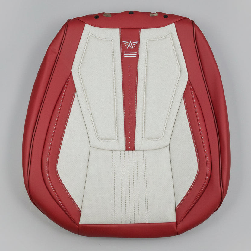 Sporty covers Red and white luxury 5 seater set leather covers