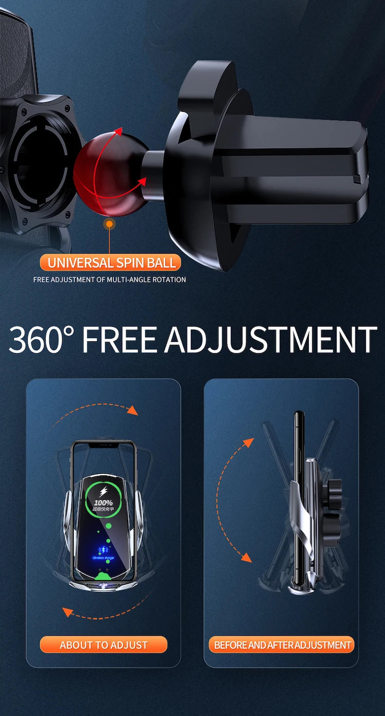 Smart Sensor Auto-Clamping Wireless Charging Phone Holder