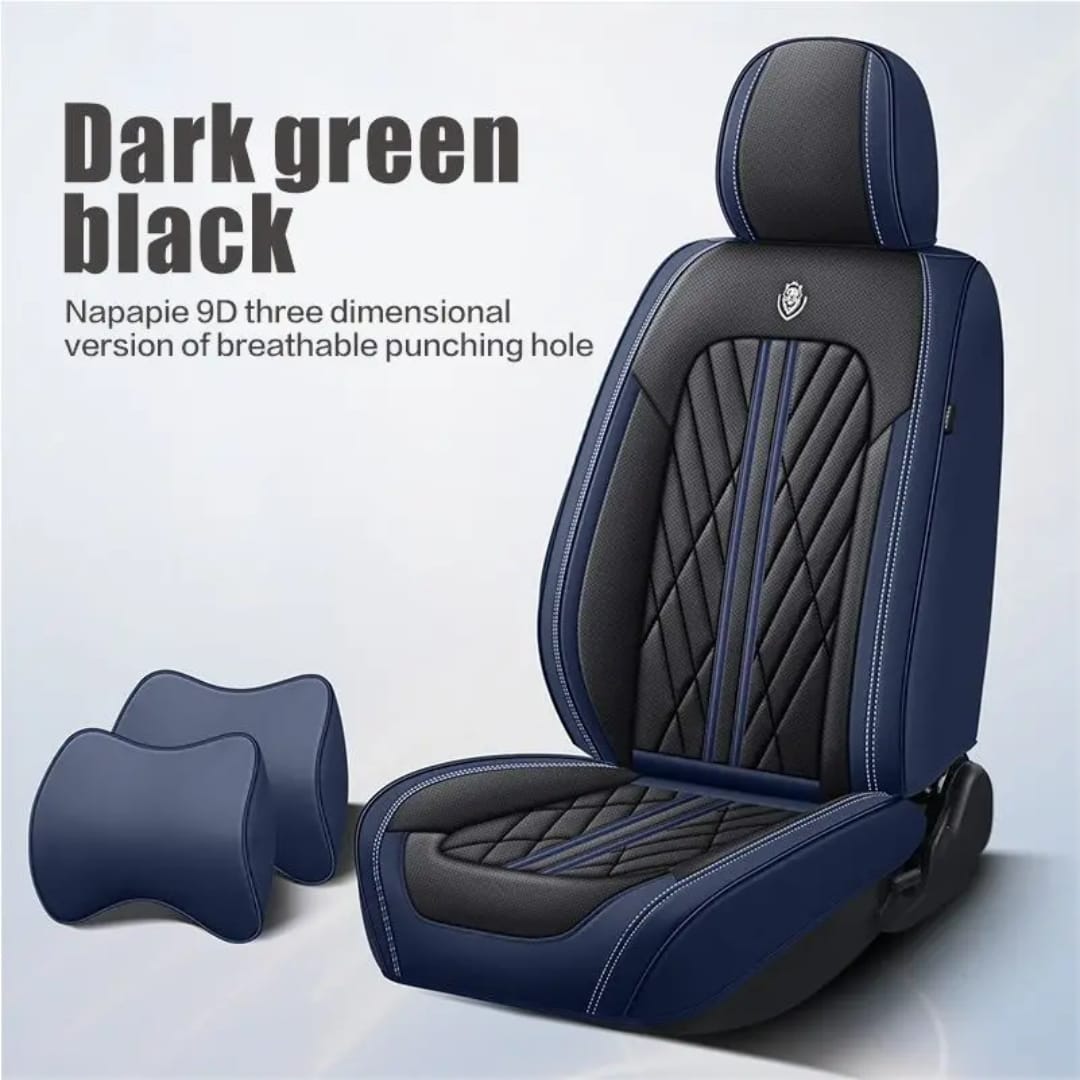 Navy Blue ft Black premium leather seat covers
