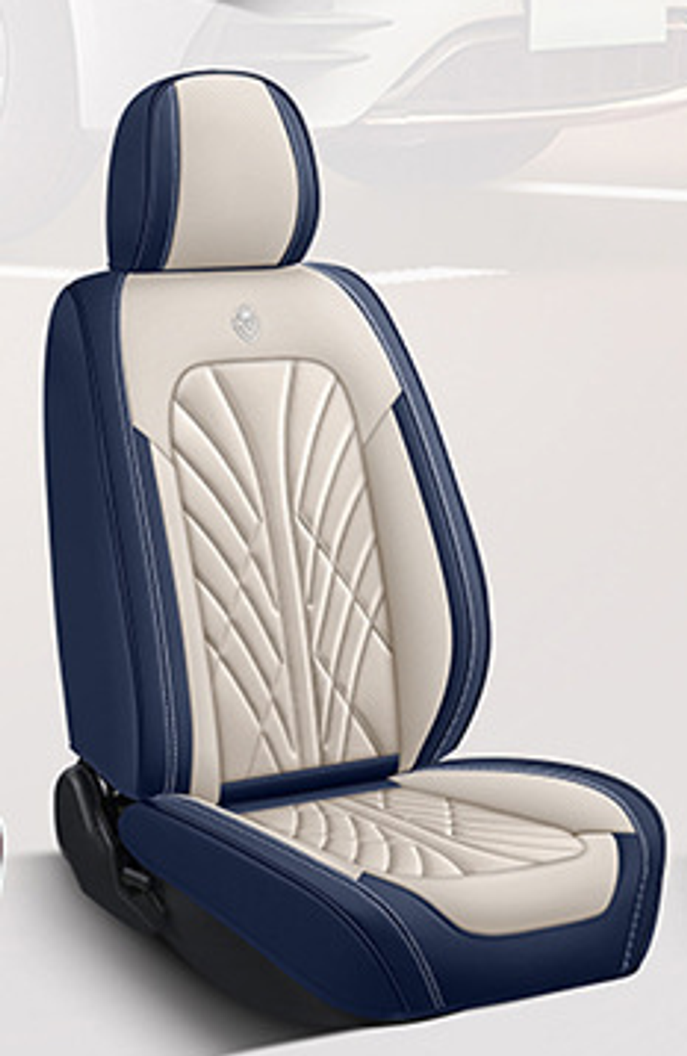 Navy blue and white premium leather  5 seater set
