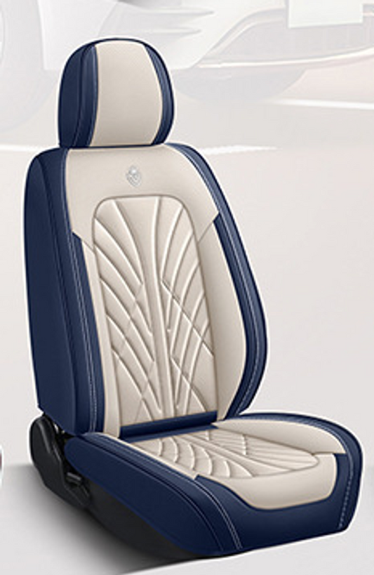 Navy blue and white premium leather  5 seater set