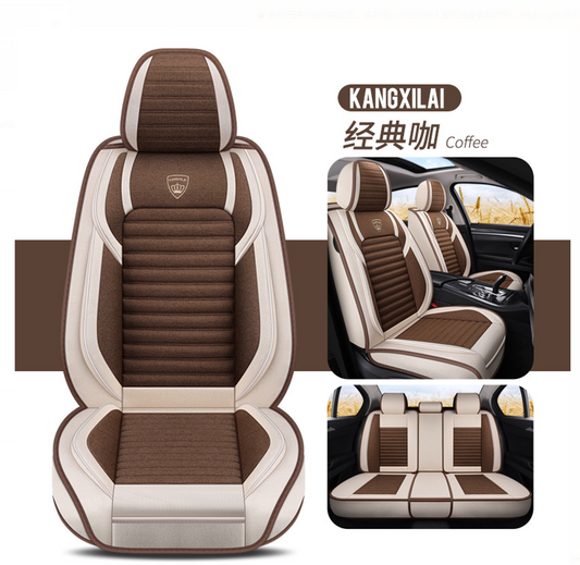 5 seater Luxury fabric seat covers set coffee and beige