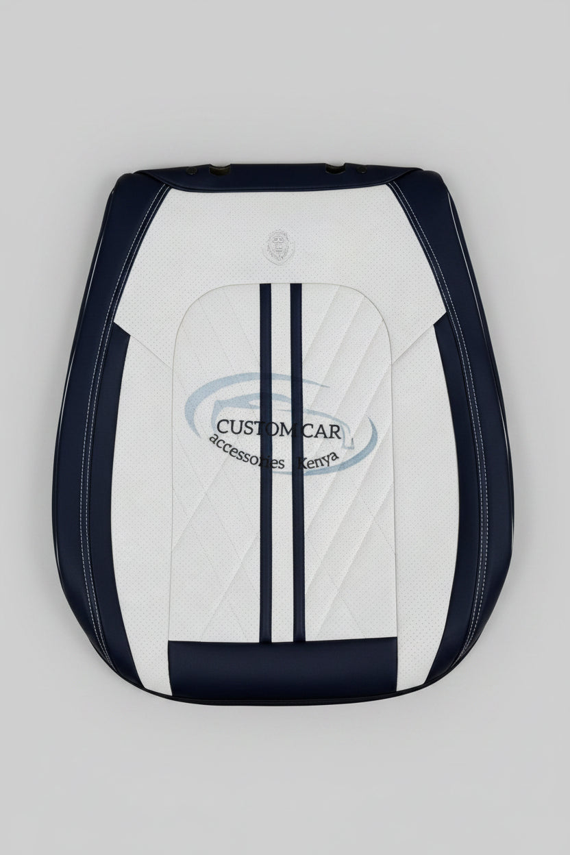 Universal classy Black and White stripped leather seat covers set