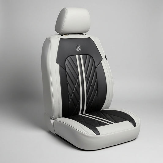 Universal Grey and Black stripped 5 seater vehicle Luxury leather seat covers set
