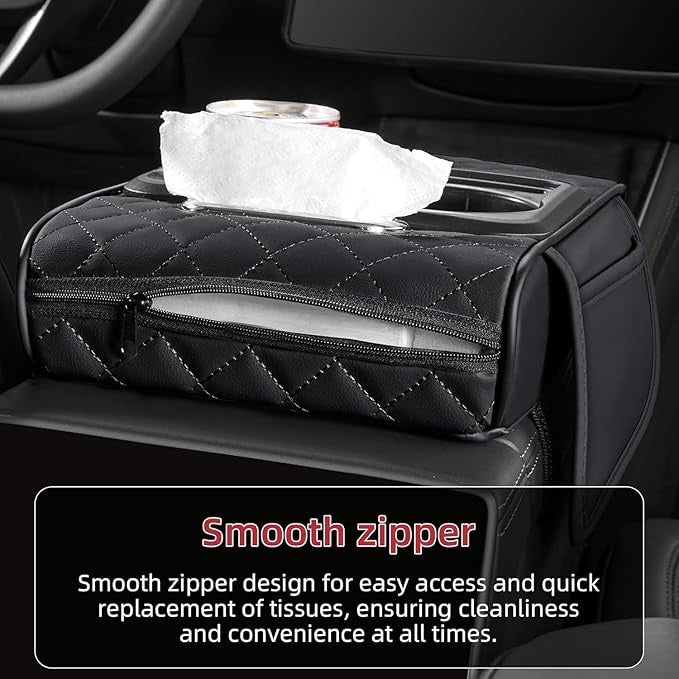 5-in-1 Car Center Console Cover, Multifunctional Arm Rest Cover For Car With Cup Holder, Phone Holder, Pocket, Car serviette Holder, Leather Height Enhancement Car Armrest Cushion