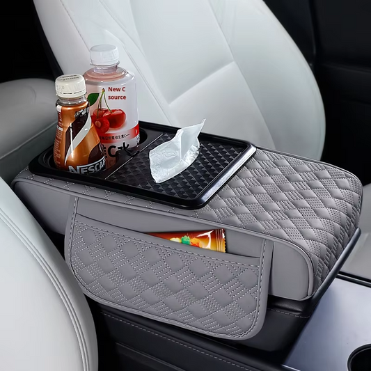 4-in-1 Car Center Console Cover, Multifunctional Arm Rest Cover For Car With Cup Holder, Phone Holder, Pocket, Car serviette Holder, Leather Height Enhancement Car Armrest Cushion