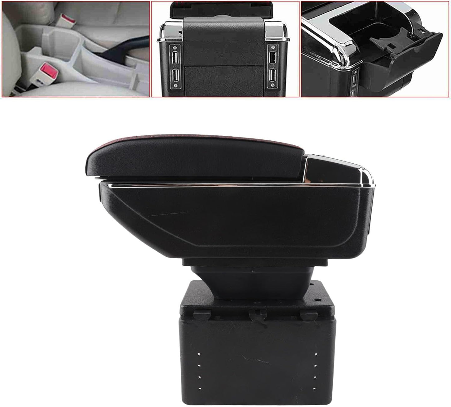 Universal Car Center Console Armrest Box with USB Ports