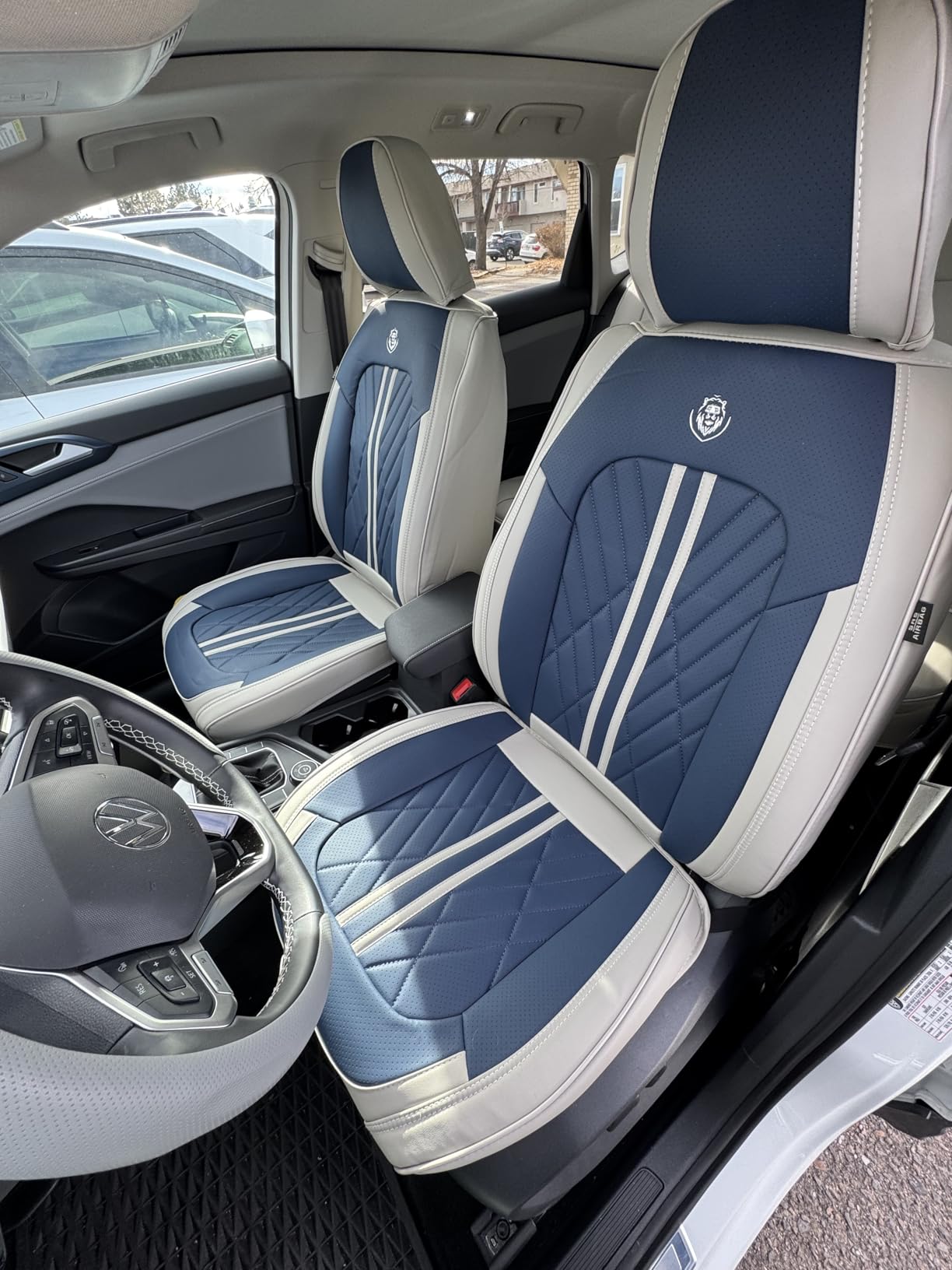 Grey ft Navy blue premium leather car covers